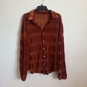 Ladies Brushed Velvety Rust Shirt